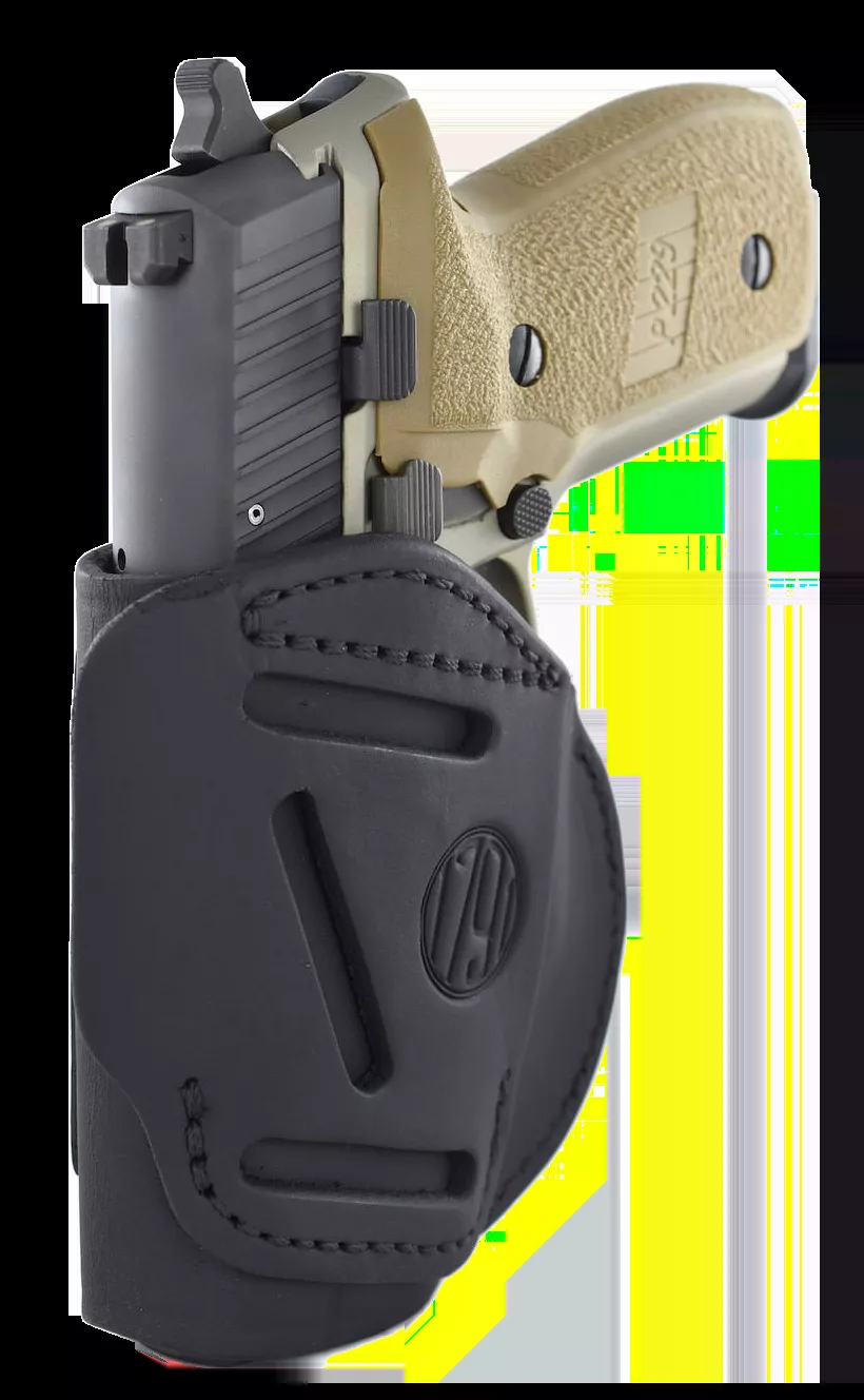 1791 Gunleather 4 Way IWB/OWB Stealth Black Leather Fits 1911 3-4″/Browning Hi Power LH
