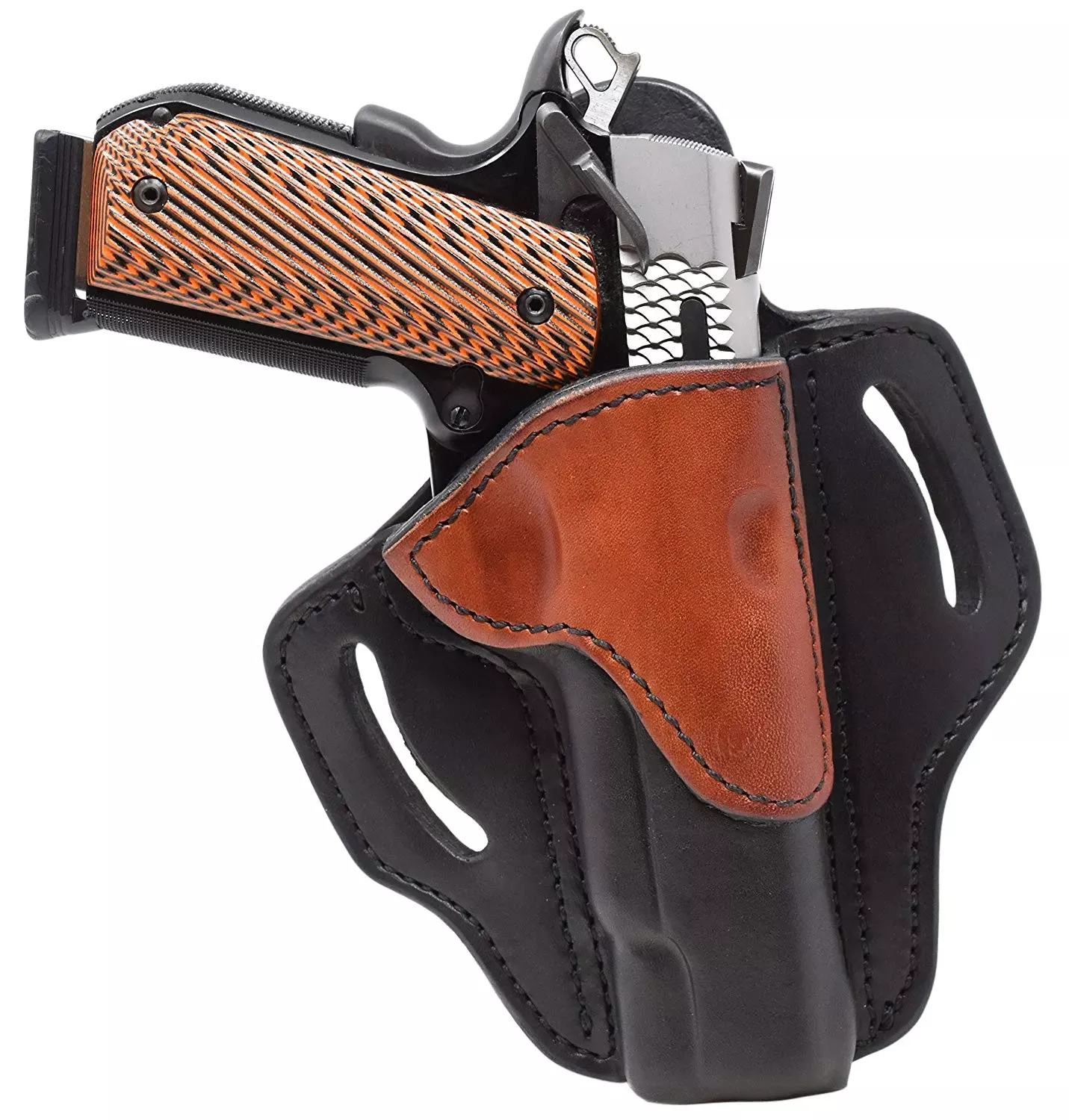 1791 Gunleather BH1 OWB Black/Brown Leather Fits 1911 4″-5″ Pistol Size 01 Belt Clip Mount RH