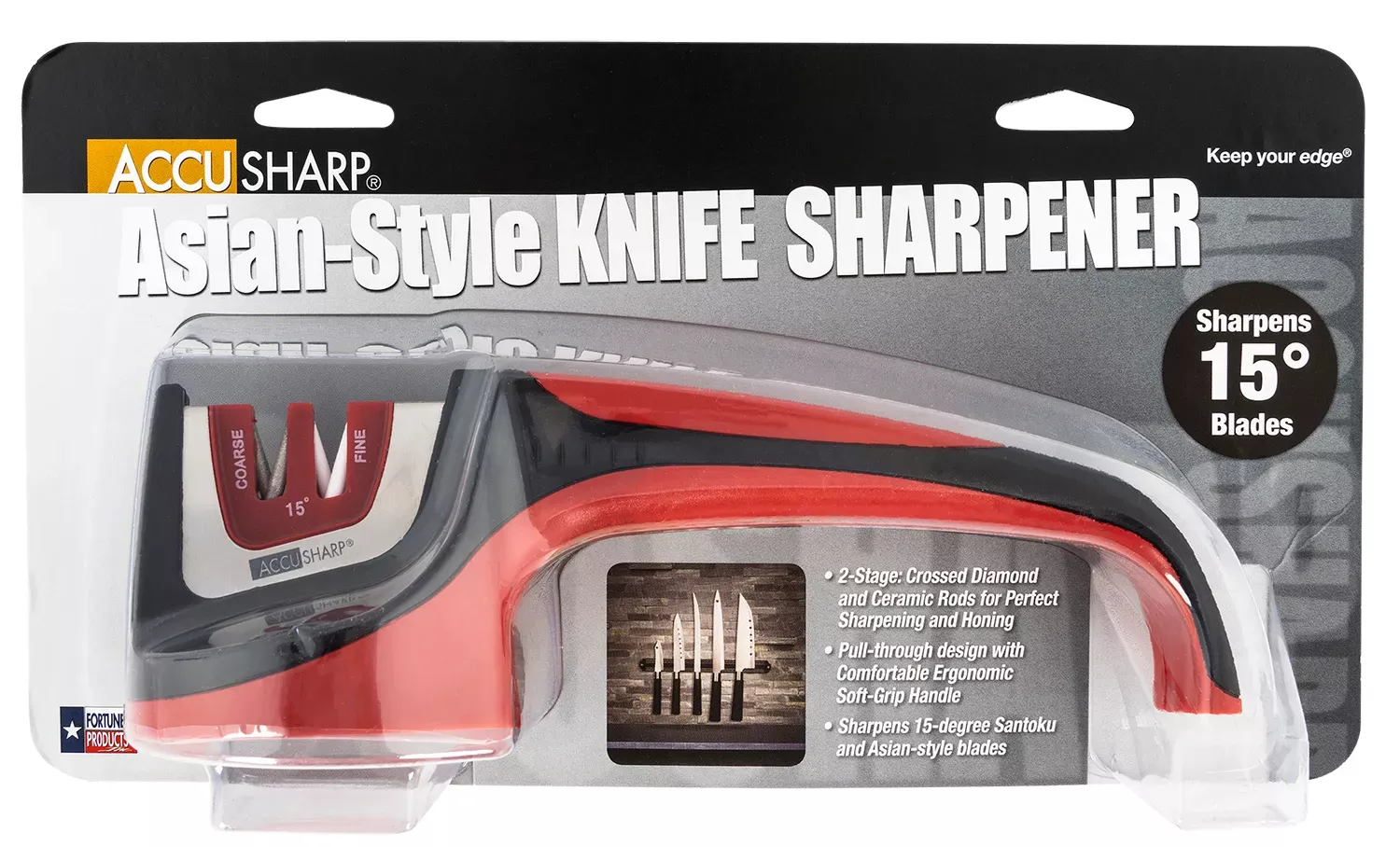 AccuSharp Asian-StyleFine Diamond, Ceramic Sharpener Red