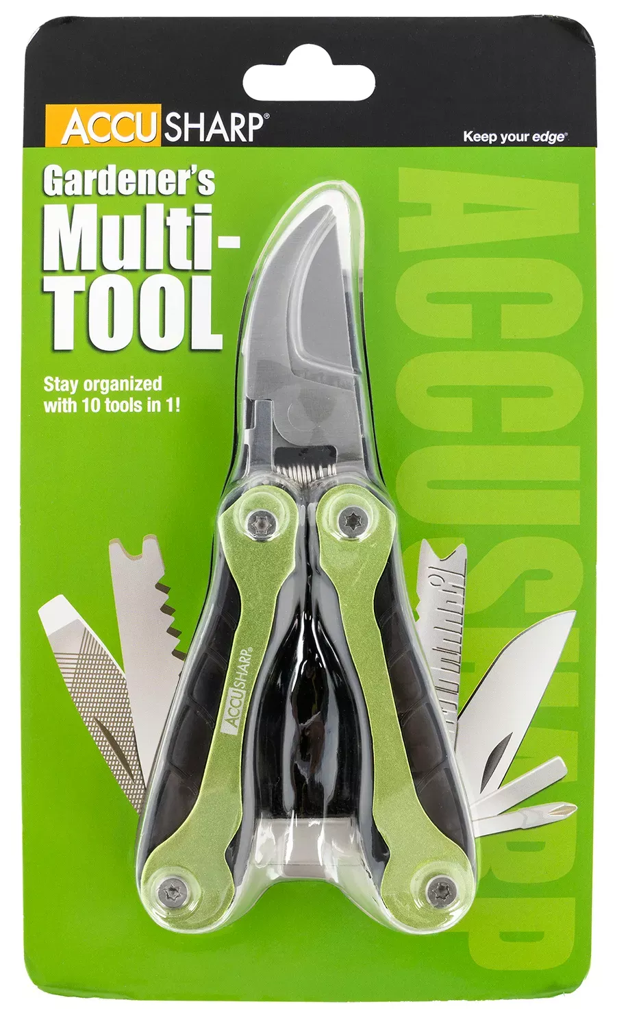 AccuSharp Gardener's Multi-Tool Black/Green Folding Plain
