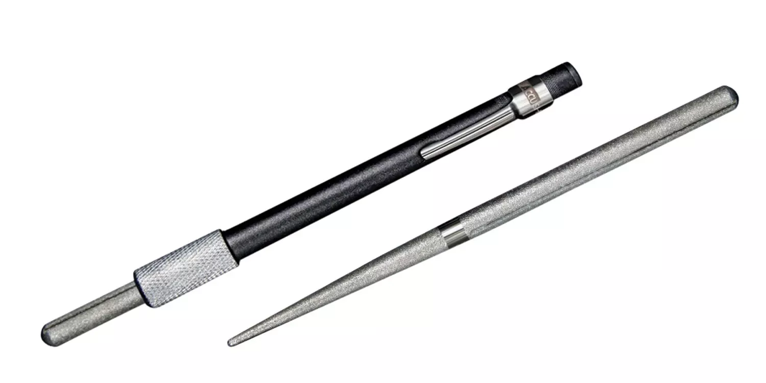 AccuSharp Rod Sharpener Hand Held Diamond Sharpener Black Overmolded Rubber Handle Steel