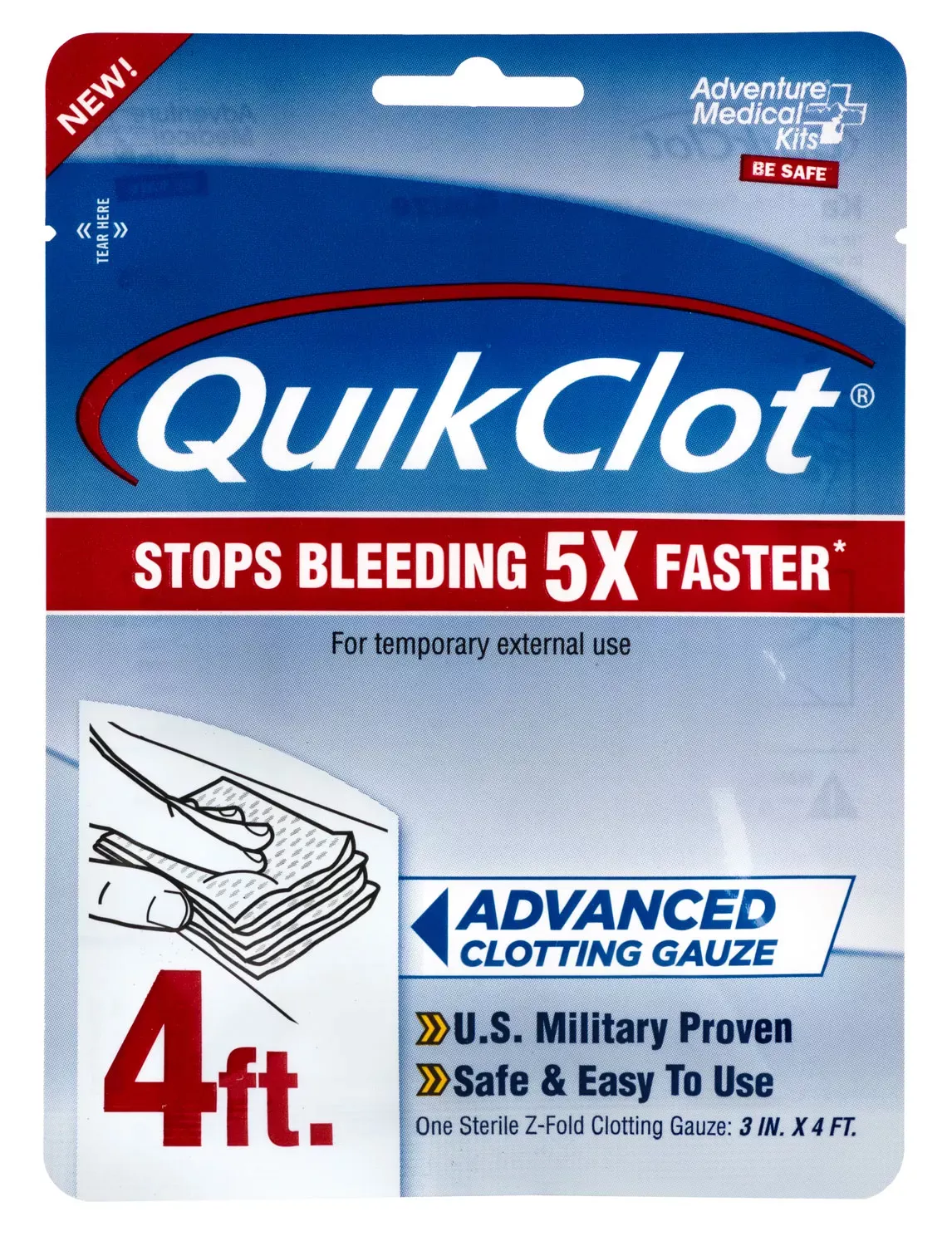 Adventure Medical Kits QuikClot White 3″ x 48″ Clotting Gauze