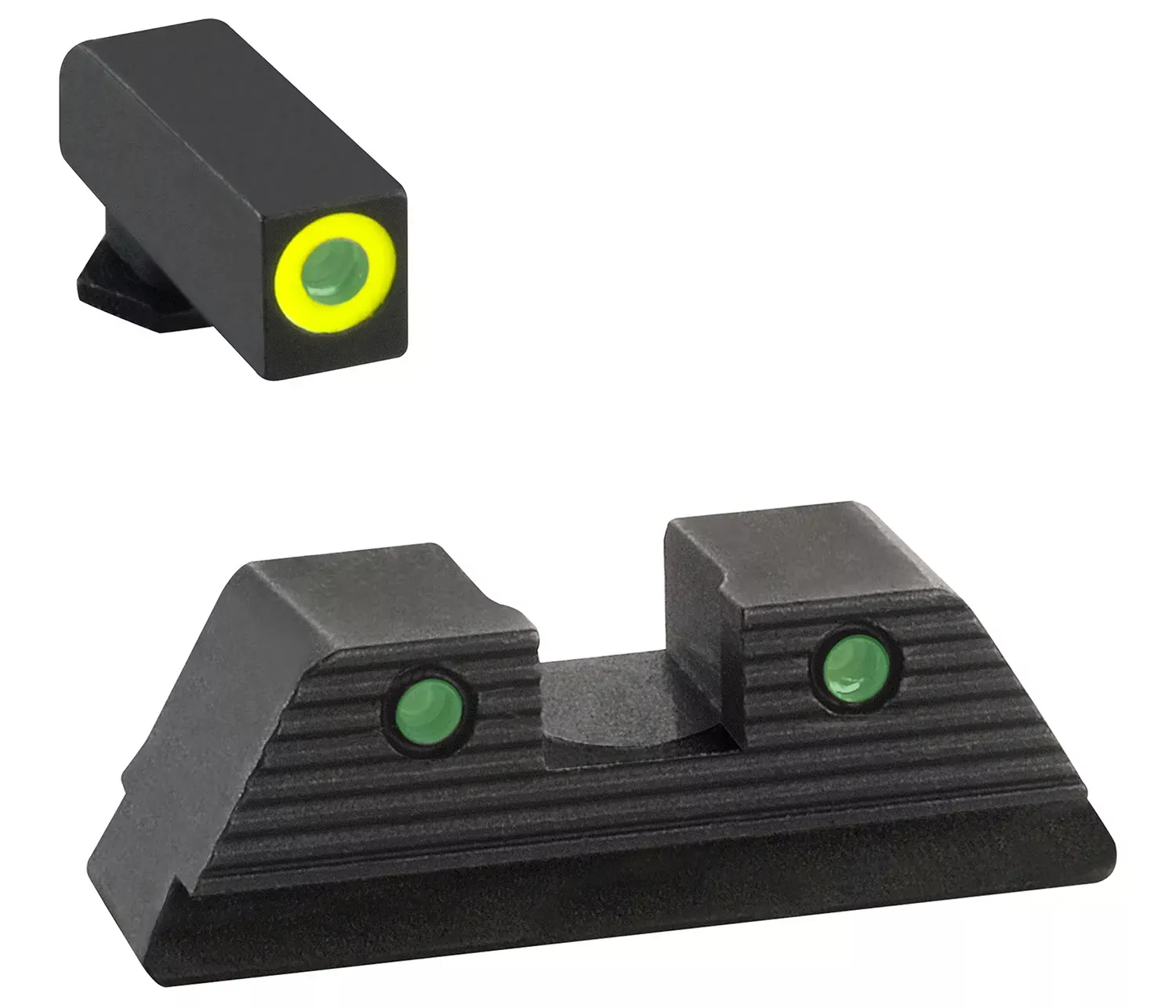 AmeriGlo Trooper Set3-Dot Tritium Green with LumiGreen Outline Front, Green with Black Outline Rear Black Frame for Glock 20,21,29,30,31,32,36,40,41 Gen1-4 with without MOS Slide