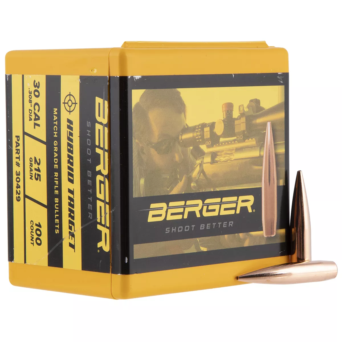 Berger Target Bullet 30 Cal 215 Gr Hybrid Target 100/Box