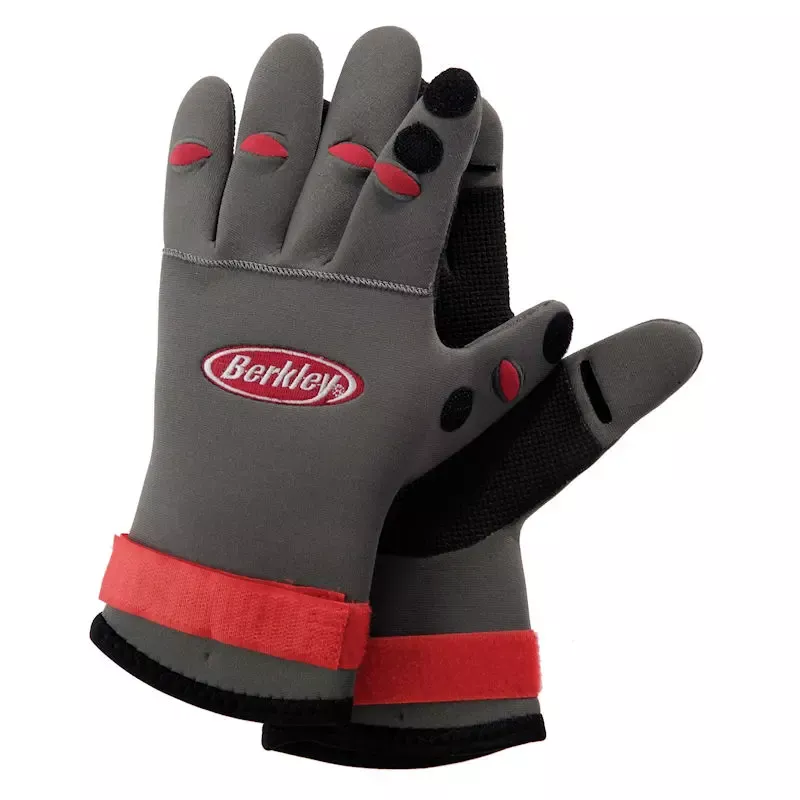 Berkley Neoprene Fishing Gloves Grey