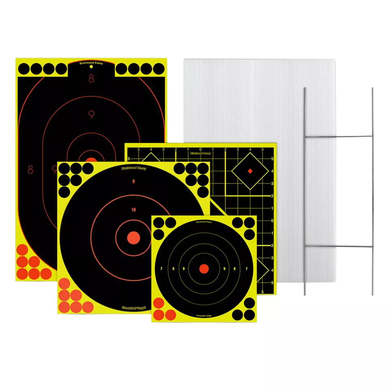 Birchwood Casey Sharpshooter Target & Stand Kit Silhouette/Bullseye Paper Stand Black/Yellow Includes Pasters 1 Frame/4 Targets