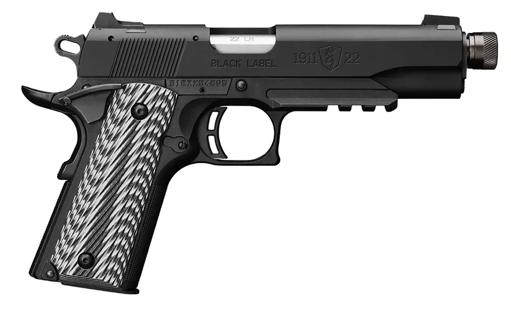 Browning Black Label SR1911 .22LR 10+1 4.88" Threaded Barrel Steel Slide Syn Frame 3-Dot Sights Thumb Safety Black 051820490
