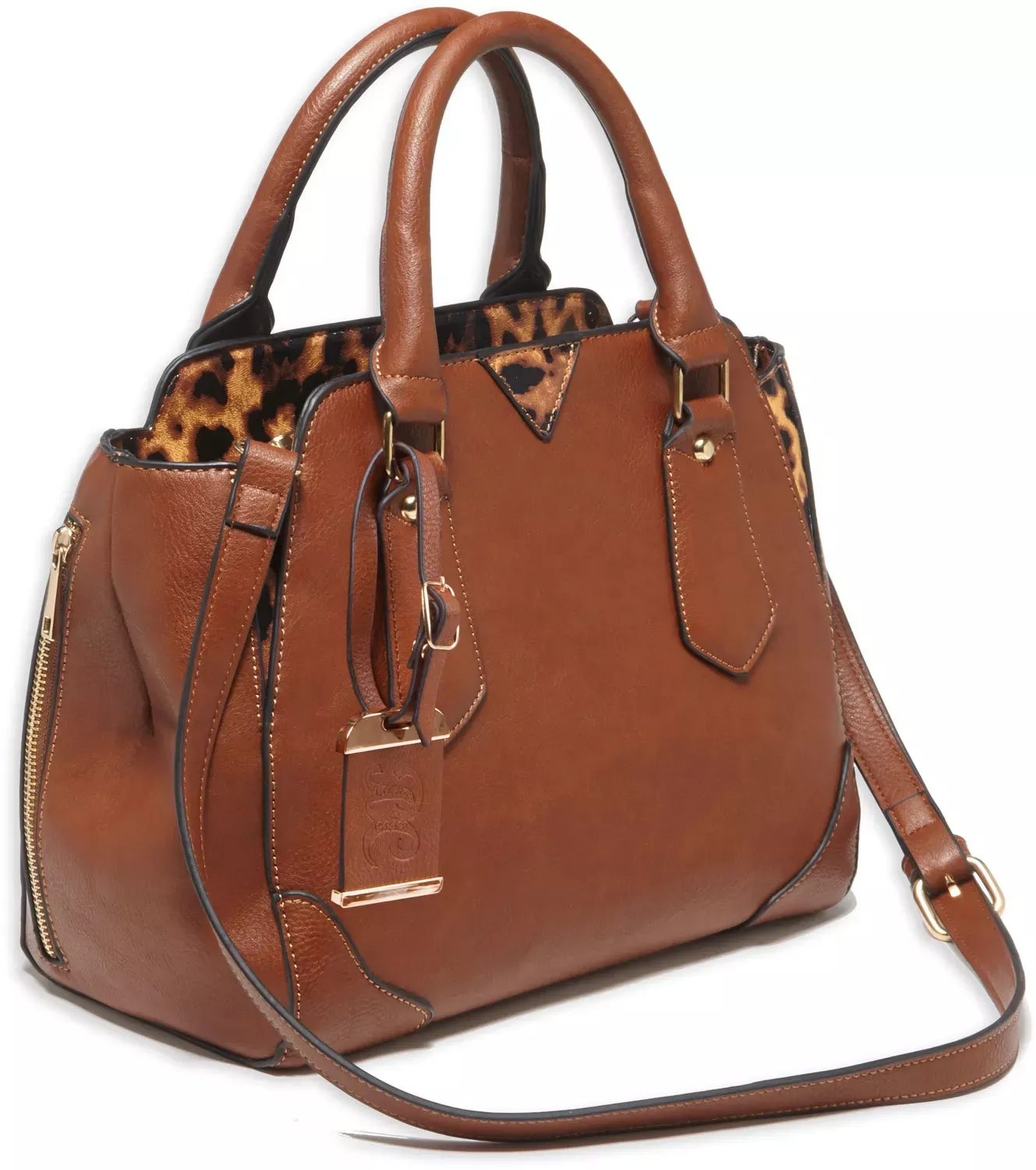 Bulldog Satchel Purse w/Holster Chestnut Leather for Small Autos & Revolvers Ambidextrous Hand