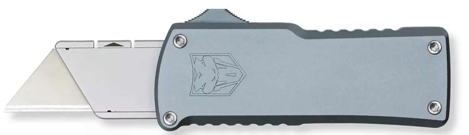 CobraTec Utility Knife OTF 3.38" Gray Aluminum Handle CTOTFUTGRY