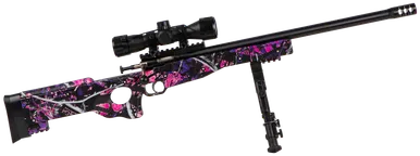 Crickett KSA2148 Precision Package 22 LR Caliber with 1rd Capacity, 16.12" Bull Barrel, Blued Metal Finish & Fixed Thumbhole Muddy Girl Synthetic Stock Right Hand (Youth) Includes Scope & Bipod