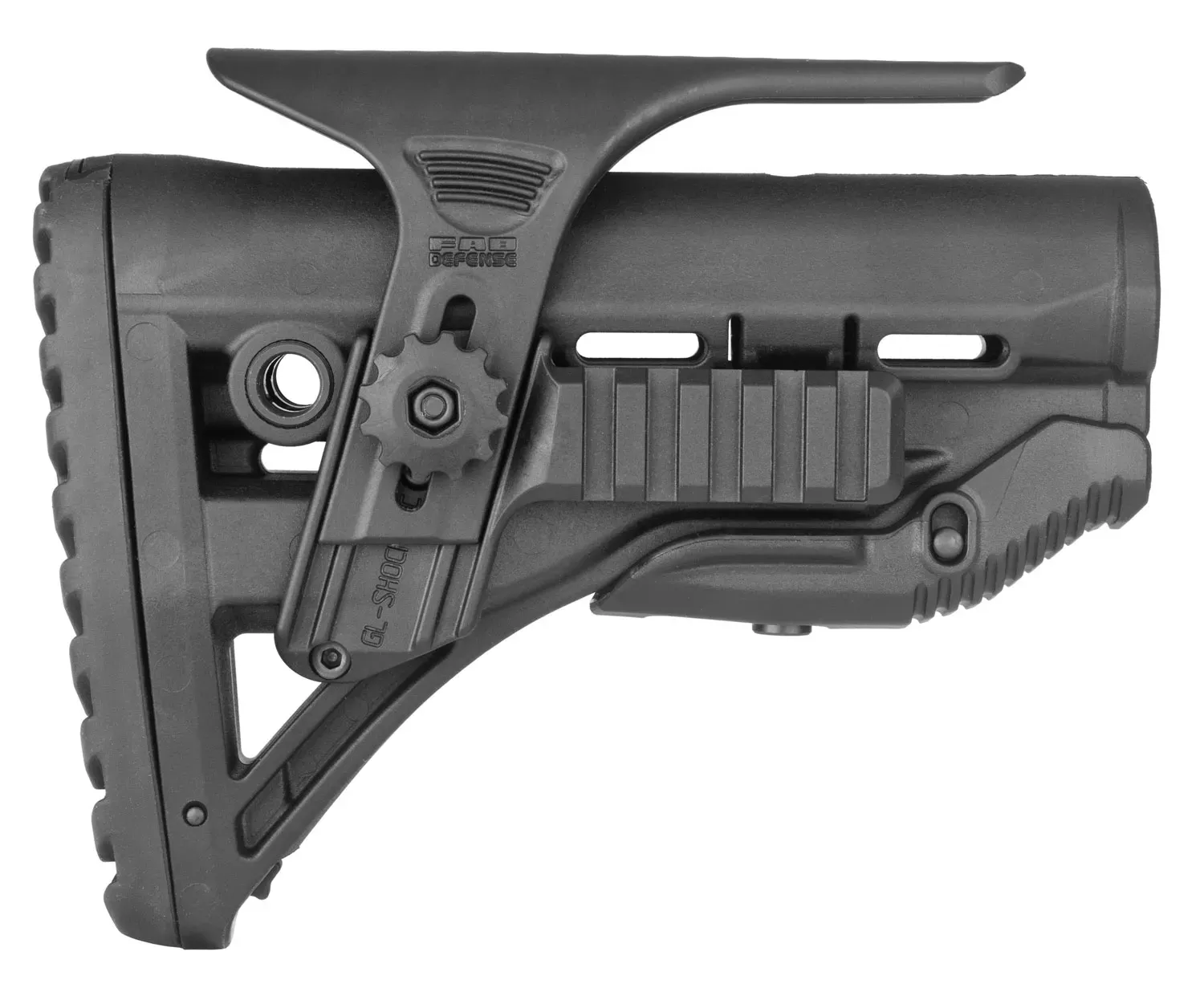 FAB Defense GL-Shock PCP Buttstock Matte Black Synthetic Fixed Storage Compartment & Anti-Rattle Mechanism for AR-15, M4