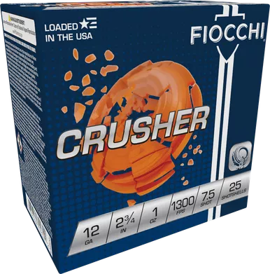 Fiocchi 12CRSR75 Exacta Crusher, 12 Gauge, 2.75" Shell, 25 Rds, Lead