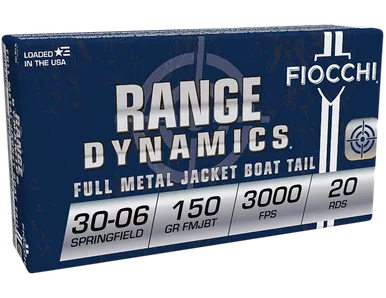 Fiocchi Range Dynamics, .30-06 Springfield, 150 Gr, FMJBT, 20 RDs