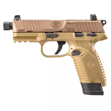 FN 502 Tactical, 22 LR, 4.6" Barrel, 10/15 Rds, FDE