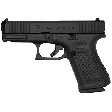 GLOCK 19 Gen5, 9MM, 4.02" Barrel, 10 Rds, Matte Black nDLC