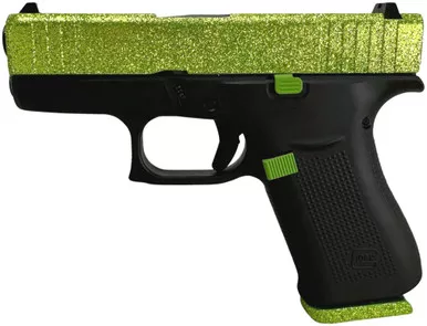 GLOCK 43X, 9MM, 3.41″ Barrel, 10+1 Rds, Zombie Green Glitter
