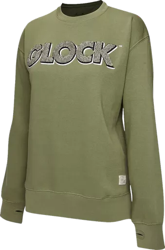Glock AP96262 Crewneck Raglan Fleece, Olive, Cotton/Polyester, Long Sleeve, Large