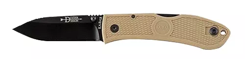 Ka-Bar Dozier Hunter 3" Folding Drop Point Plain Black AUS-8A SS Blade, Coyote Brown Zytel Handle, Includes Pocket Clip