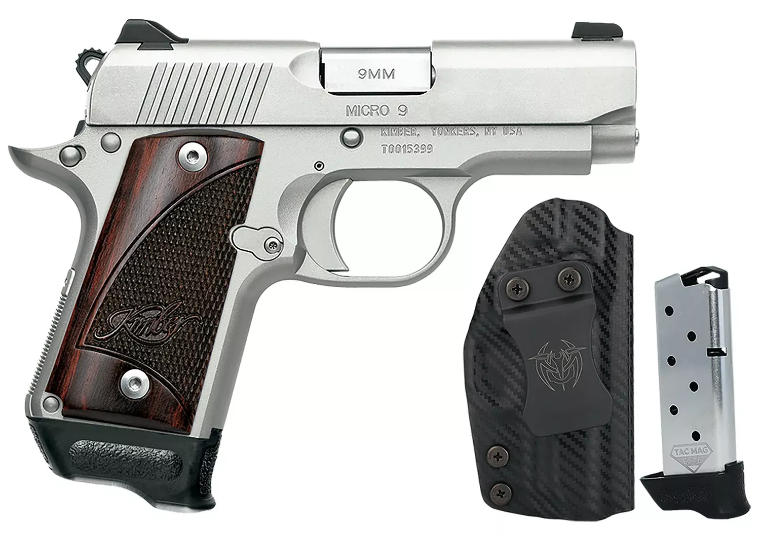 Kimber Micro 9 RTC-K Bundle 9mm Luger Pistol 3.15″ Silver with Black 3300255