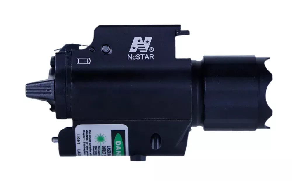 NcStar 200L Laser/Flashlight For Universal w/Accessory Rail 200 Lumens/5mW Output White Cree LED Light/Green Laser QR Weaver/Picatinny Mount Black Anodized Aluminum