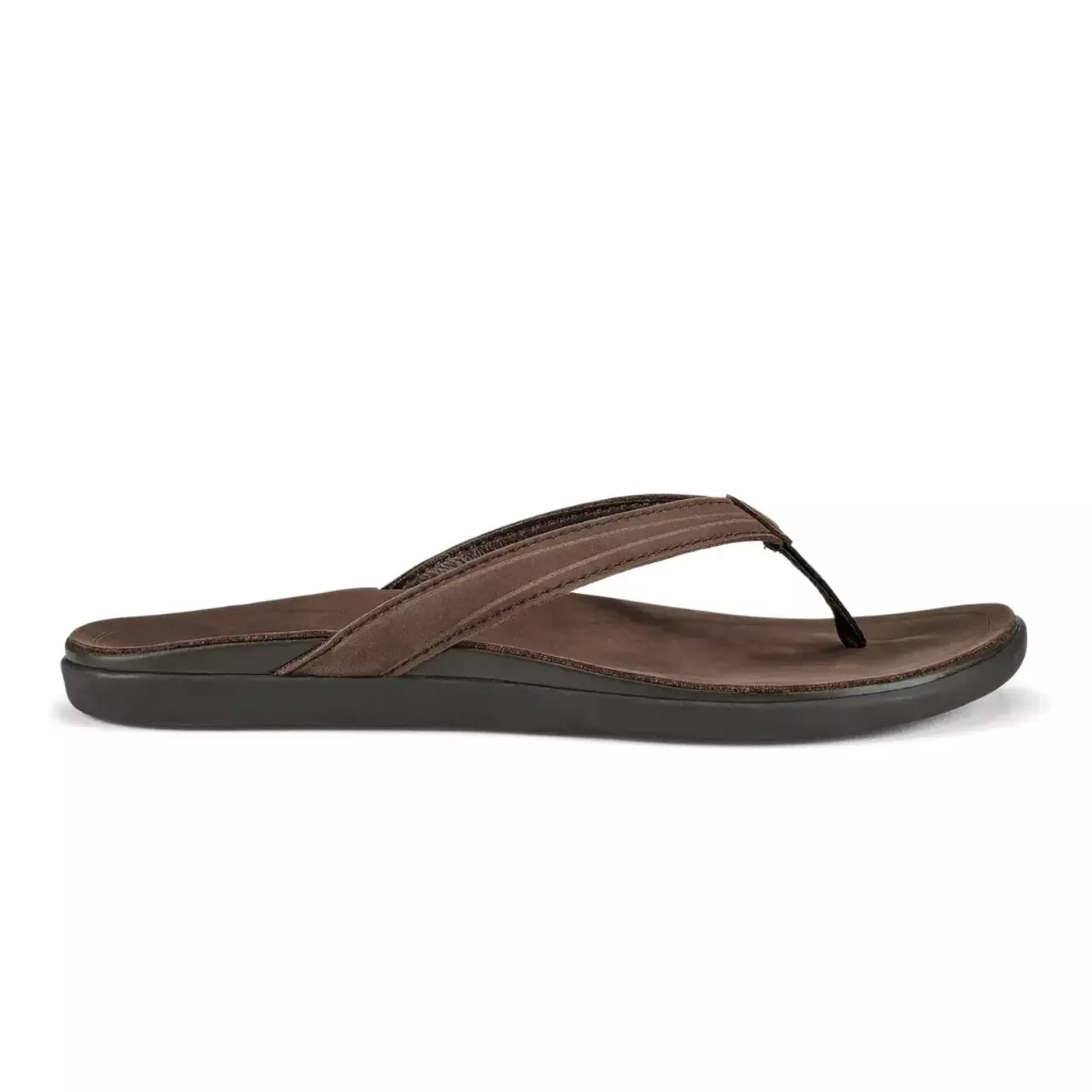 Olukai Woman’s ‘Aukai Leather Sandals – Dark Java