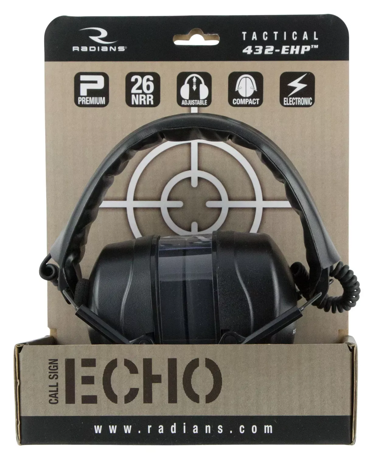 RadiansTactical 432EHP Electronic Muff 26 dB Over the Head