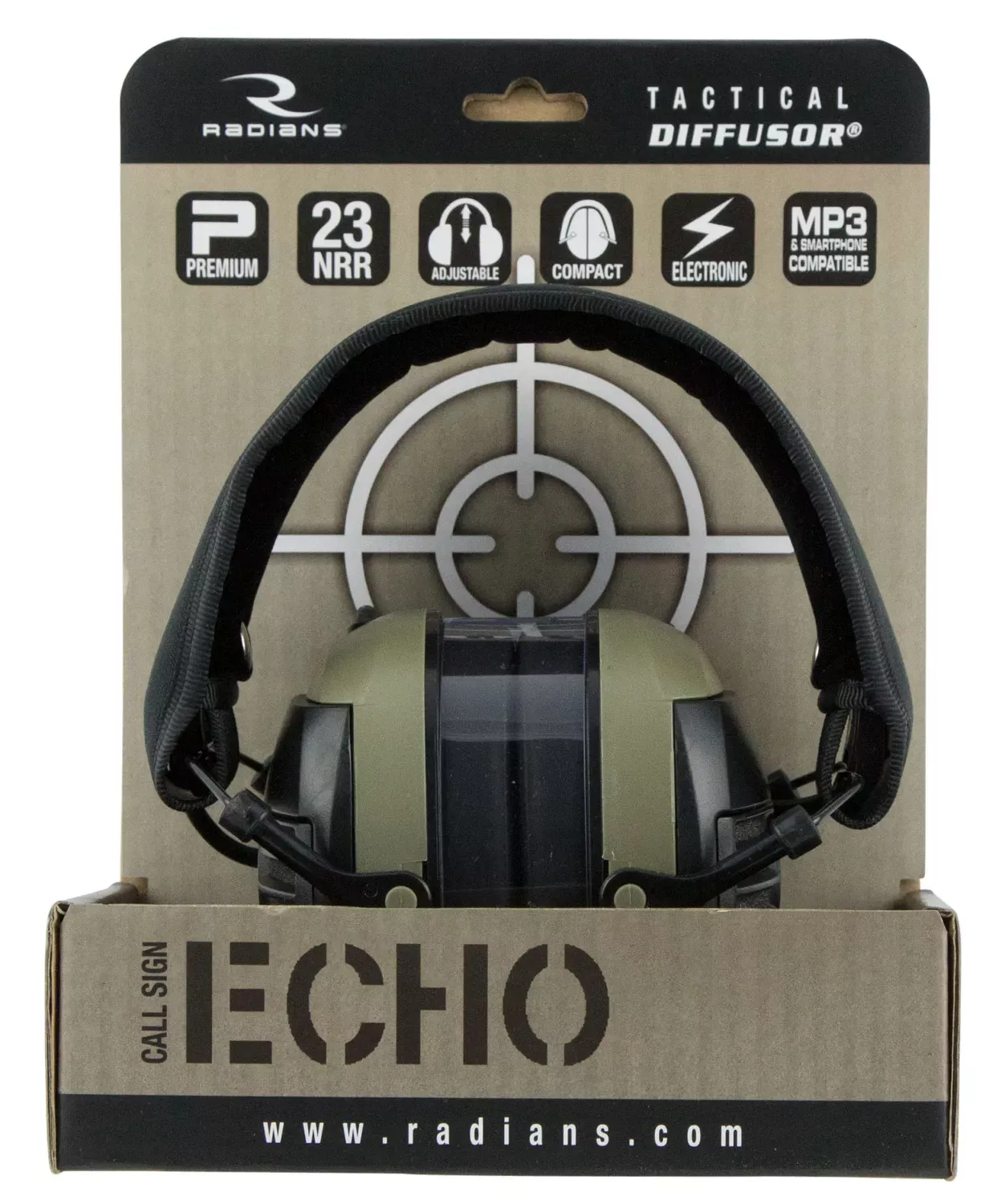 RadiansTactical Diffusor Electronic Muff 23 dB Over the Head