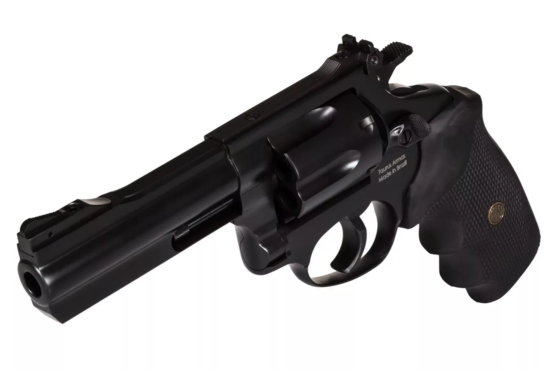Rossi RM64 Medium Frame 357 Mag 6 Shot, 4" Black Steel Barrel, Cylinder & Frame, Black Textured Rubber Grip, Hammer Block Safety