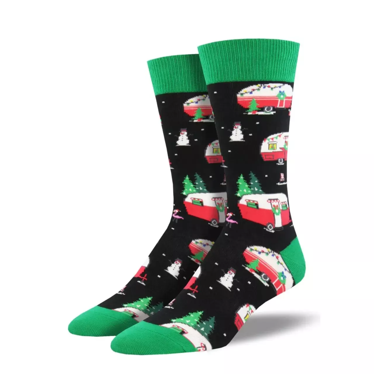SockSmith Men's "Christmas Campers" Black Socks