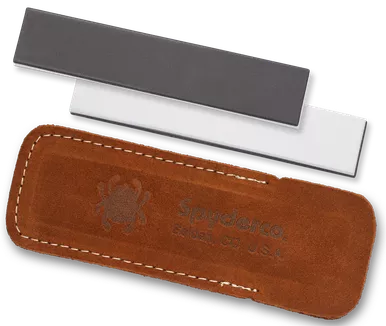 Spyderco 303MF Double Stuff, Medium/Fine Ceramic Stone, Leather Pouch