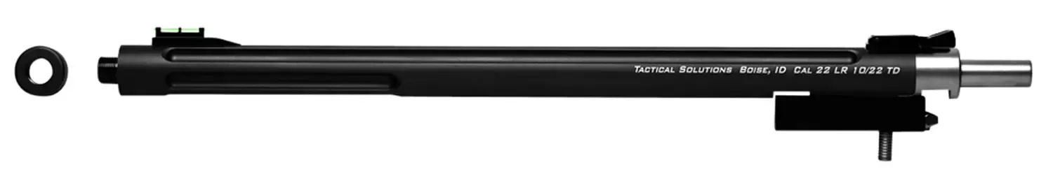 Tactical Solutions X-Ring Barrel 22 LR 16.50" Black Matte Finish Aluminum Material Bull with Fluting, Threading & Sights for Ruger 10/22 Takedown